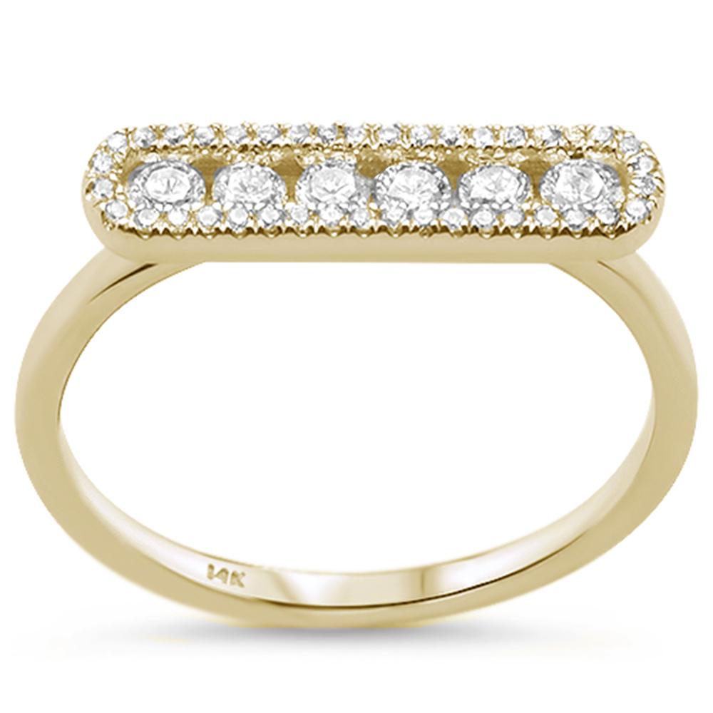 .35ct 14K Yellow GOLD Diamond Bar Ring Size 6.5