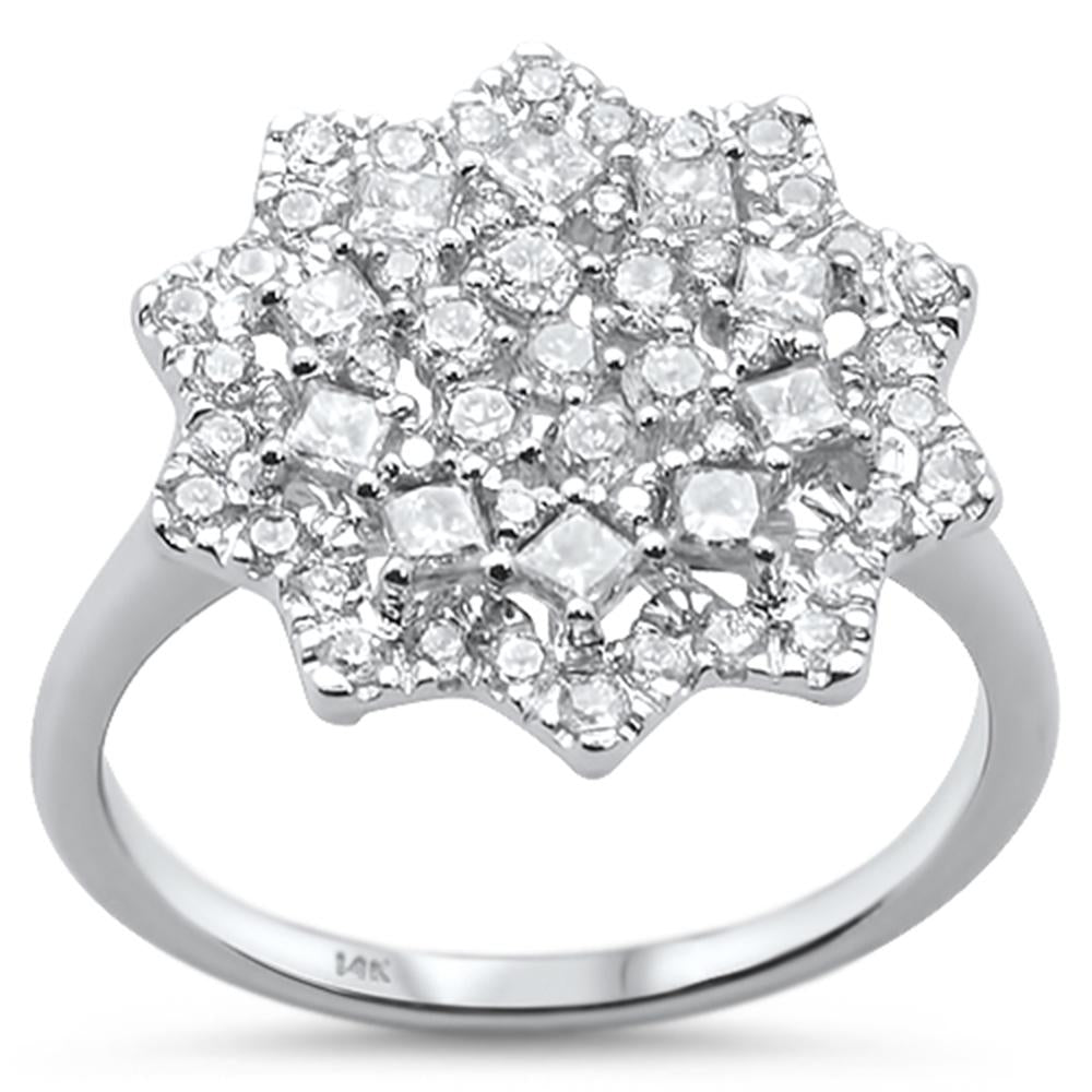 ''SPECIAL!96ct 14K White Gold Elegant Flower Cluster Diamond RING Size 6.5''