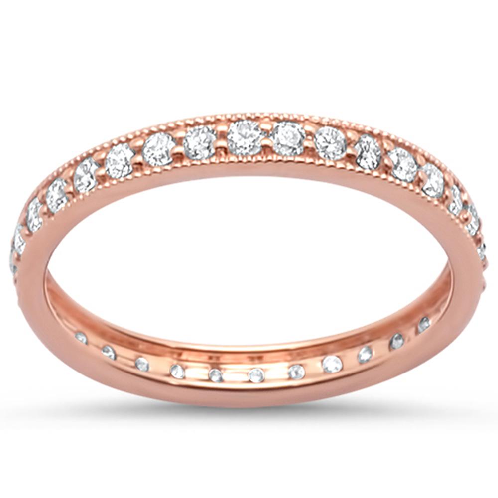 .49ct 14k Rose GOLD Milgrain Diamond Eternity Ring Size 6.5