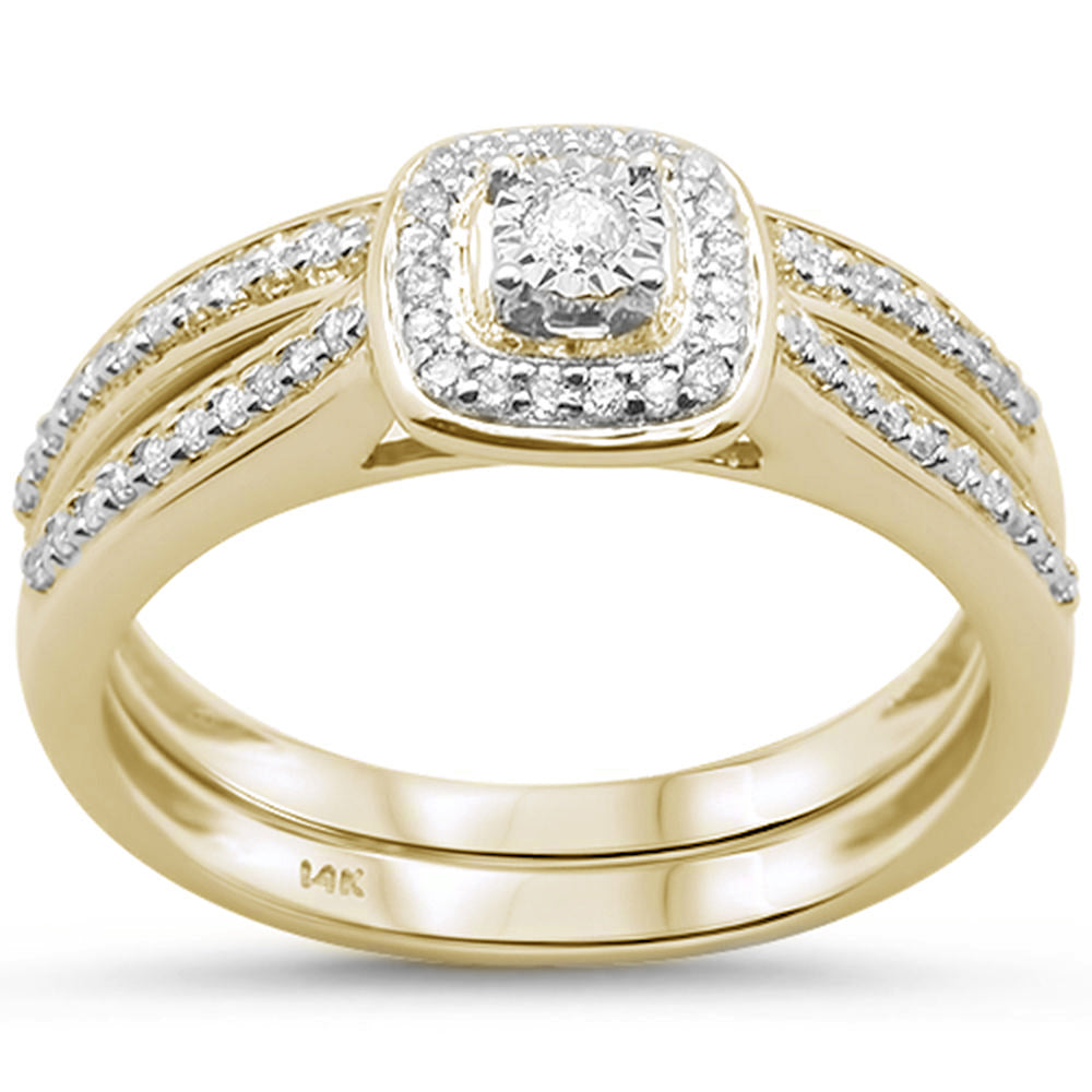 ''SPECIAL! .20ct 14K Yellow Gold Round DIAMOND Engagement Bridal Ring Set Size 6.5''