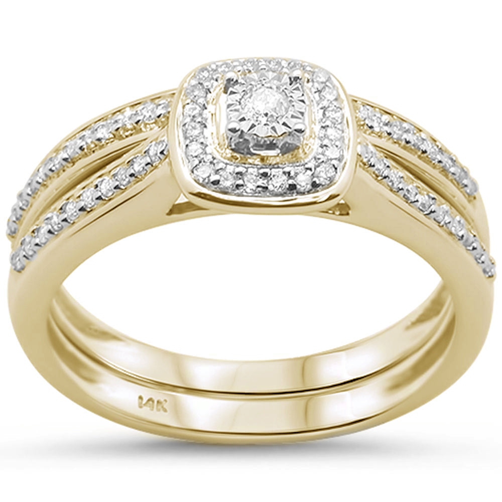 ''SPECIAL! .20ct 14K Yellow GOLD Round Diamond Engagement Bridal Ring Set Size 6.5''