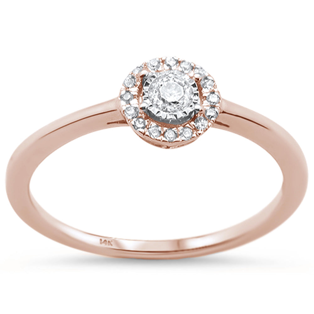 .16cts 14k Rose GOLD Diamond Solitaire Engagement Promise Ring Size 6.5