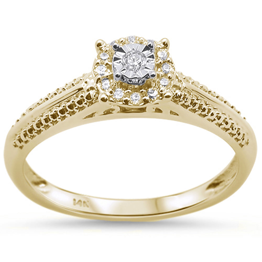 .11ct 14KT Yellow GOLD Round Filigree Diamond Engagement Ring Size 6.5