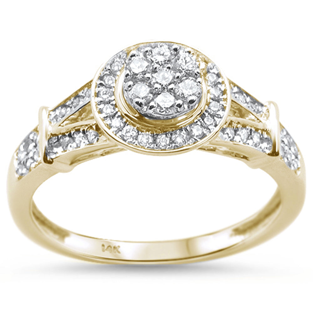 ''SPECIAL! .34ct 14KT Yellow GOLD Unique Round Diamond Engagement Ring Size 6.5''