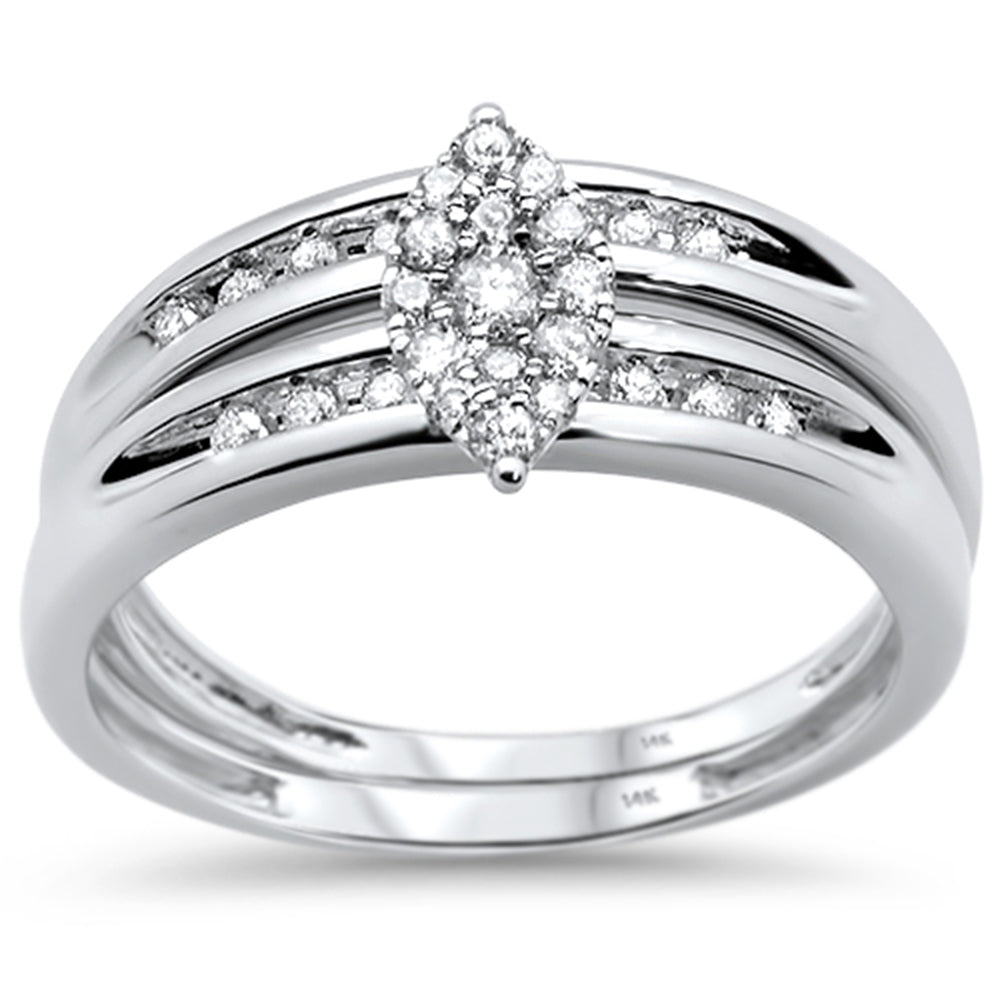 ''SPECIAL! .29ct 14KT White Gold Marquise Shape Bridal DIAMOND Ring Set Size 6.5''