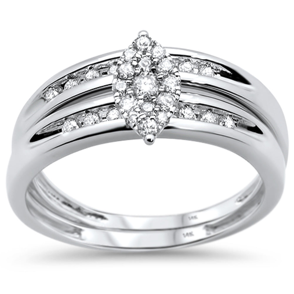 ''SPECIAL! .29ct 14KT White GOLD Marquise Shape Bridal Diamond Ring Set Size 6.5''
