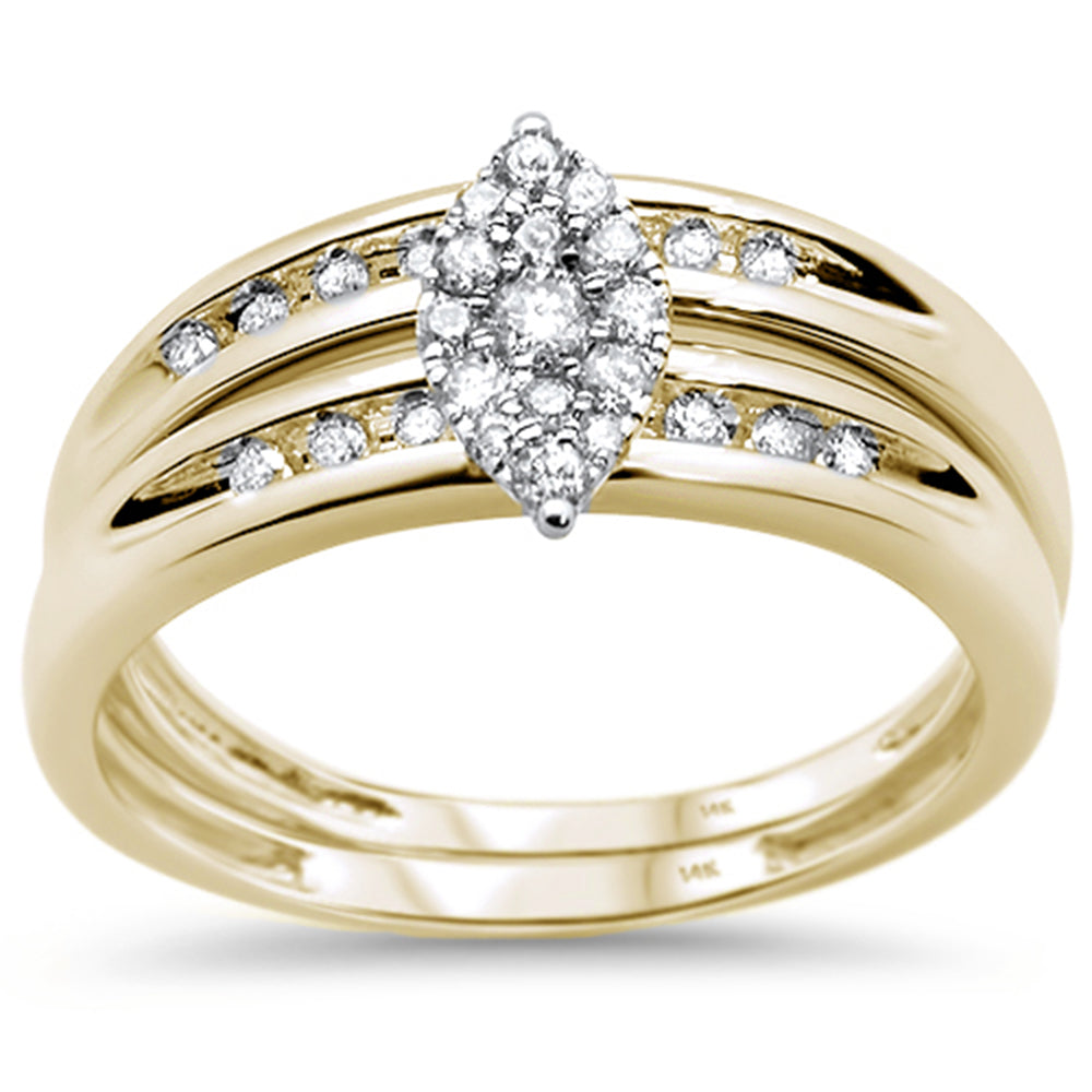 ''SPECIAL! .29ct 14KT Yellow Gold Marquise Engagement Ring WEDDING Bridal Set Sz 6.5''