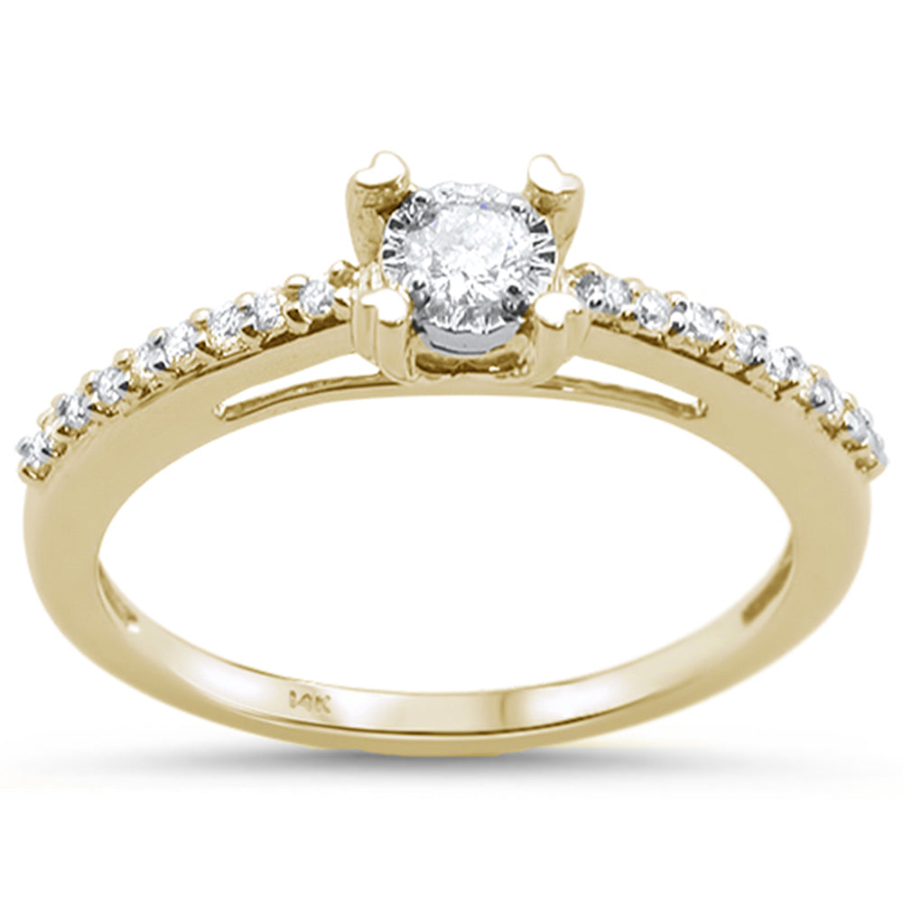 .22cts 14k Yellow Gold Round Diamond Solitaire Engagement RING Size 6.5