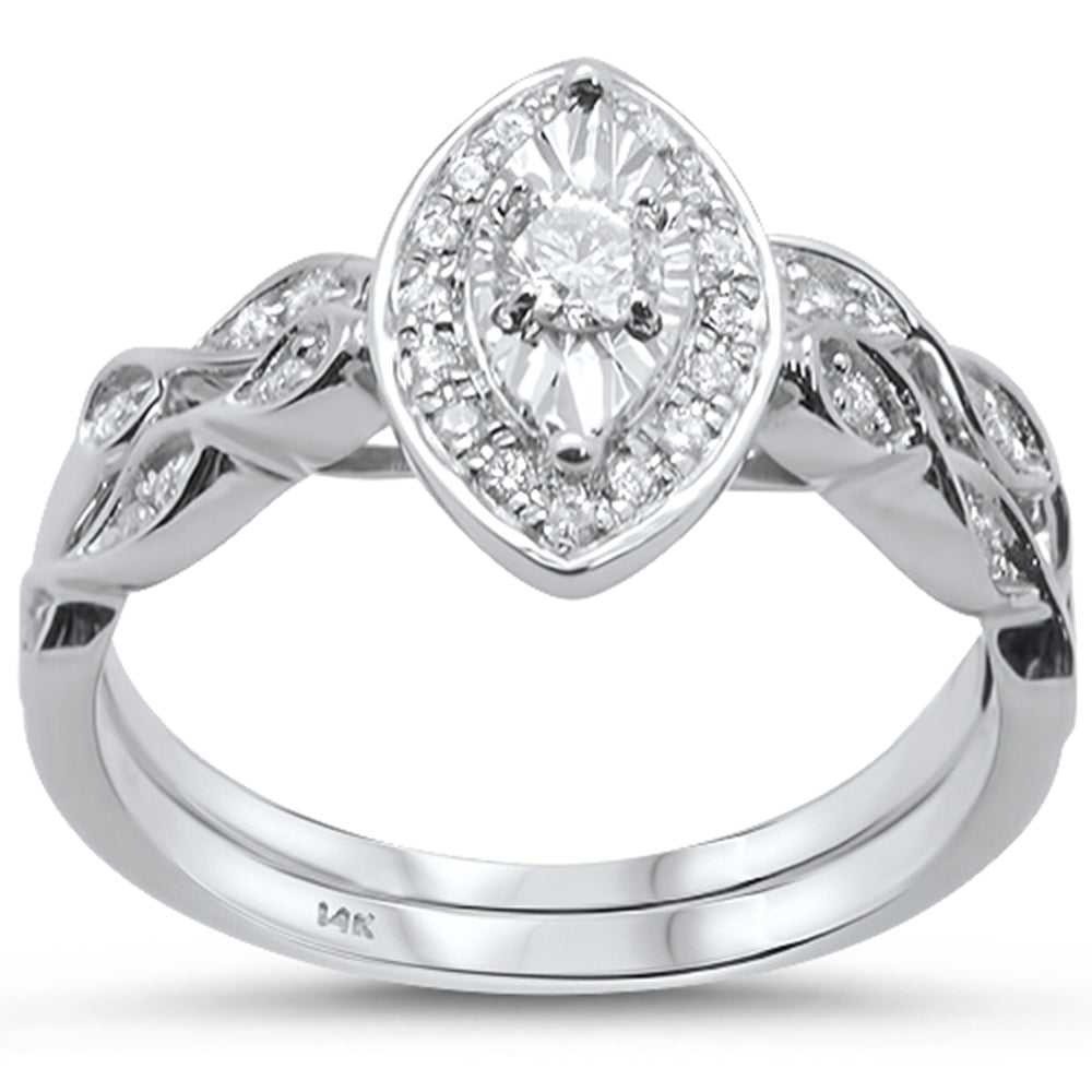 ''SPECIAL!.36cts 14k White gold Marquise Shape Diamond Engagement RING Bridal Set''
