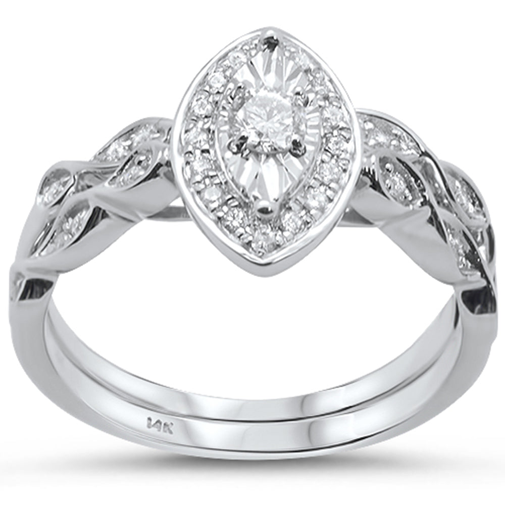 ''SPECIAL!.36cts 14k White GOLD Marquise Shape Diamond Engagement Ring Bridal Set''