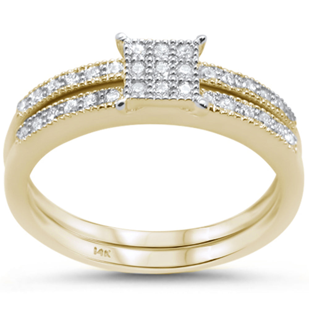 ''SPECIAL! .28cts 14k Yellow GOLD Square Shape Diamond Engagement Ring Bridal Set''