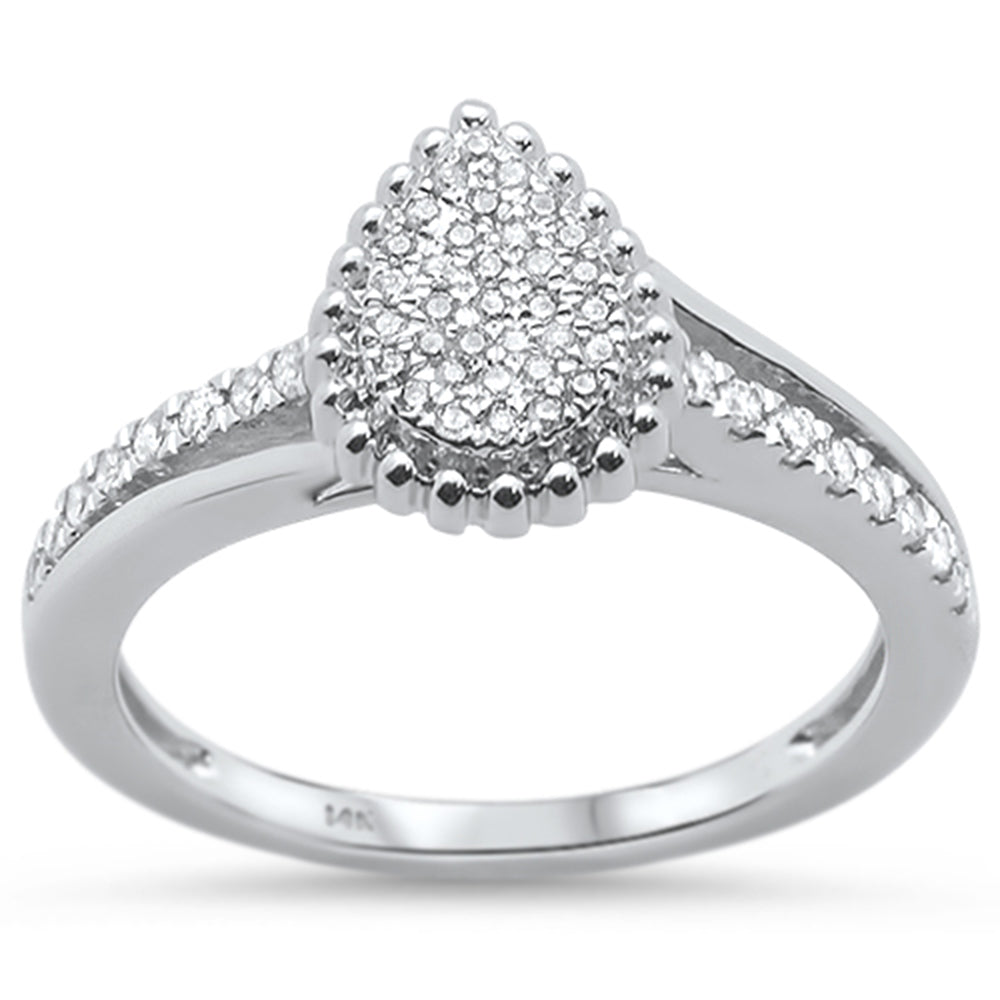''SPECIAL! .25ct 14KT White GOLD Pear Shape Diamond Engagement Ring Size 6.5''