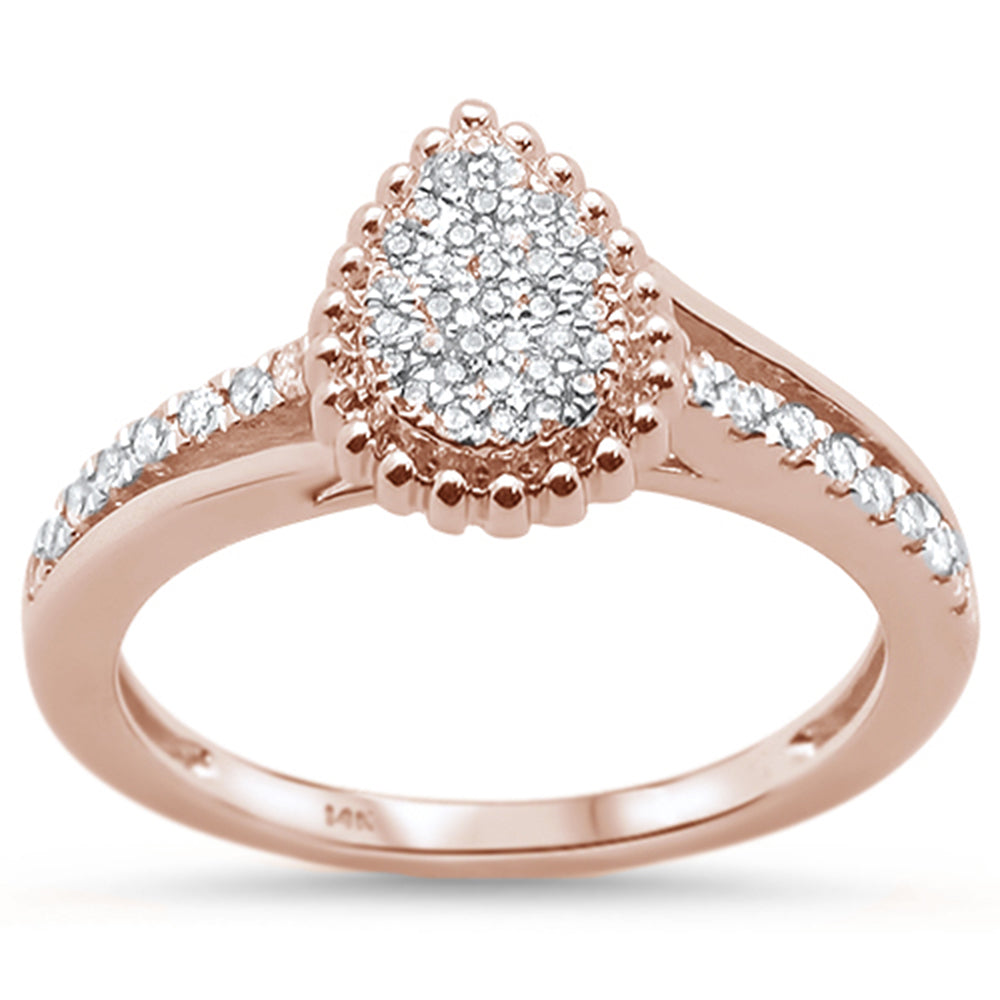 ''SPECIAL! .27ct 14KT Rose Gold Diamond Pear Shaped Engagement RING Size 6.5''