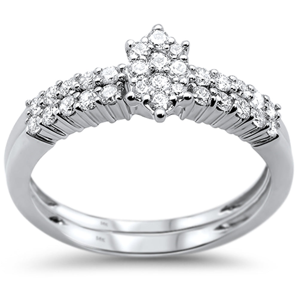 ''SPECIAL! .49ct 14KT White Gold Marquise Shaped Diamond Bridal RING Set Size 6.5''