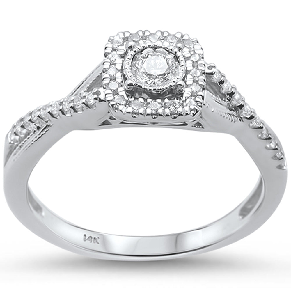 ''SPECIAL! .26ct 14KT White Gold Diamond Square Shaped Twisted Prong Engagement RING''