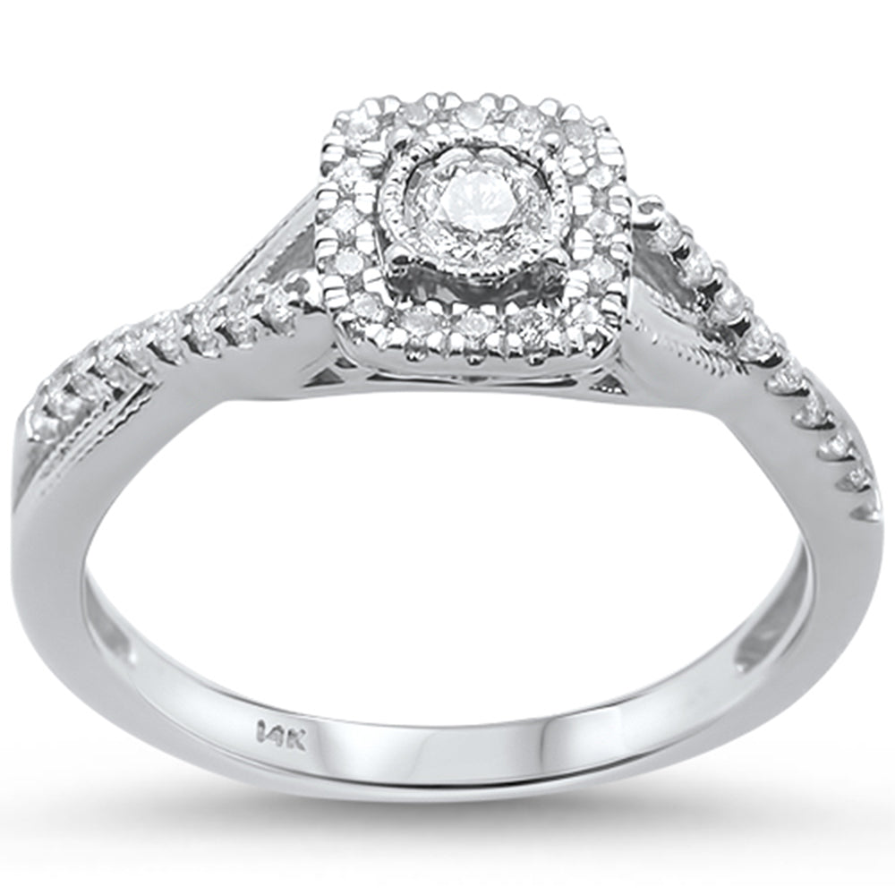 ''SPECIAL! .26ct 14KT White GOLD Diamond Square Shaped Twisted Prong Engagement Ring''