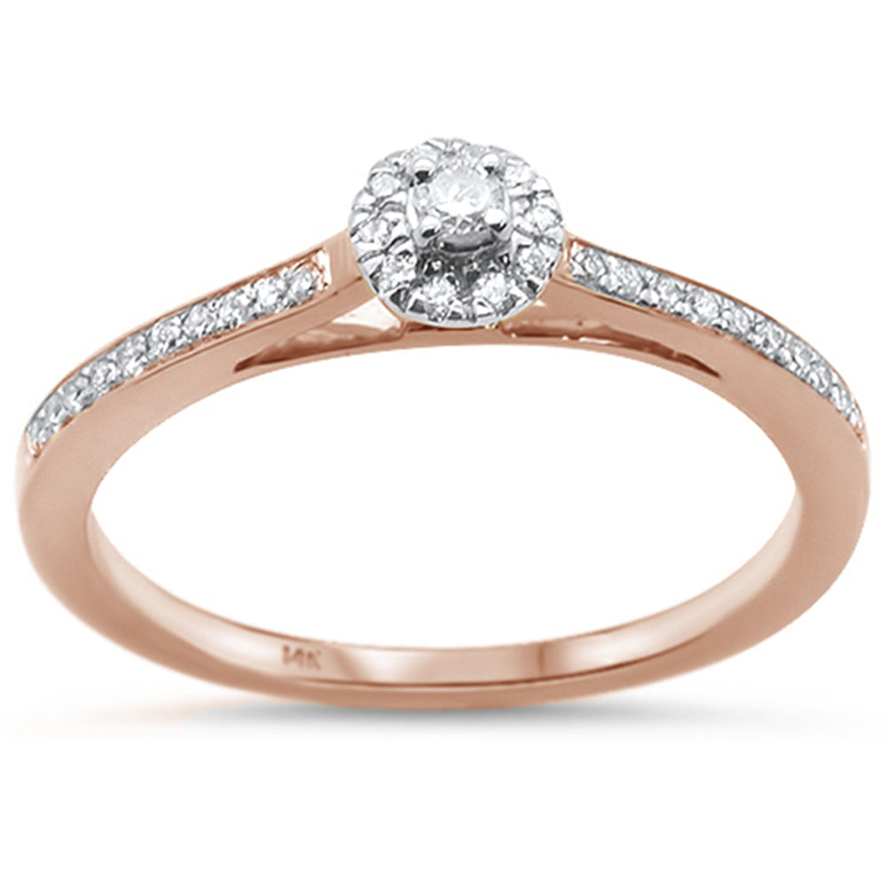 .17ct 14KT Rose GOLD Round Promise Diamond Ring Size 6.5