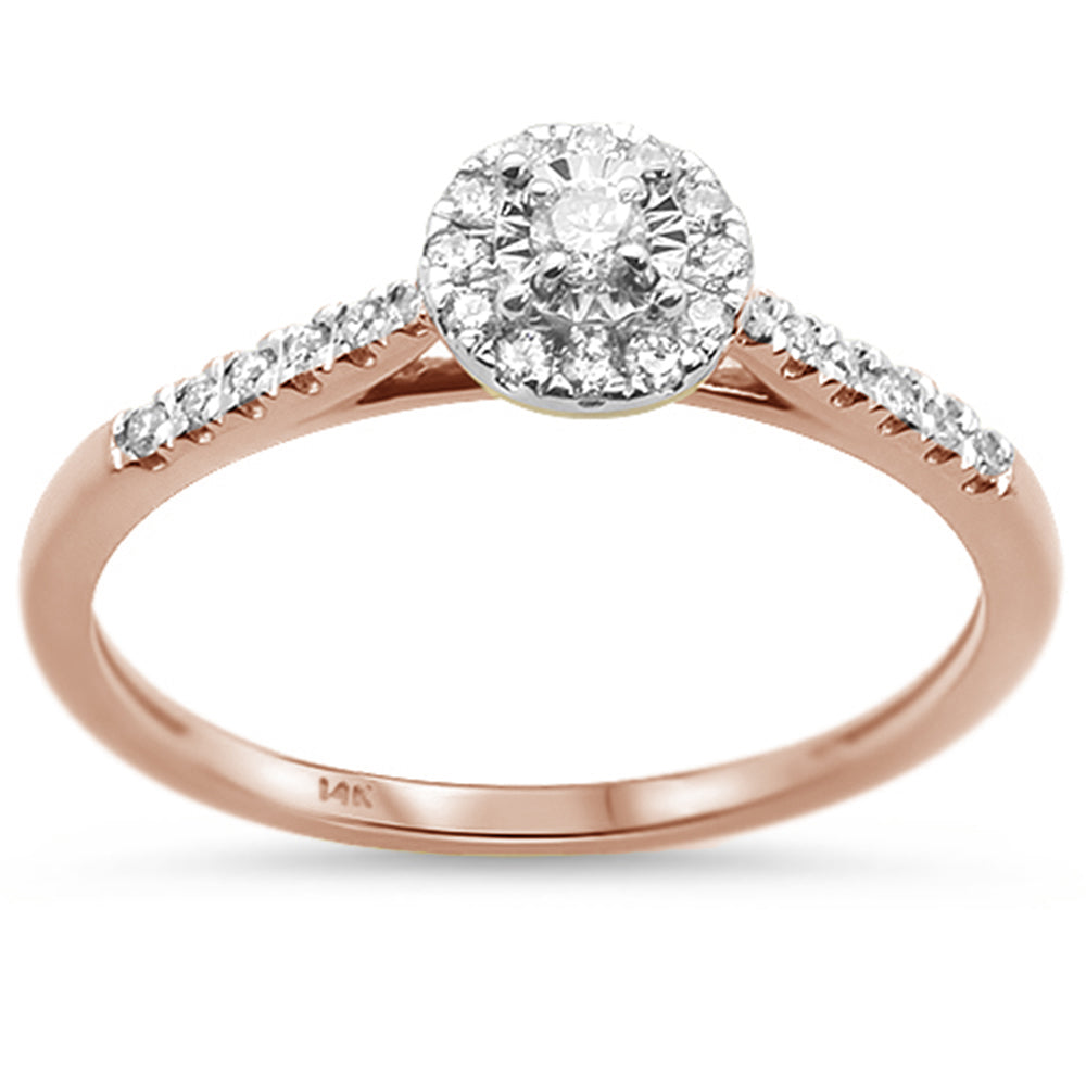 .15cts 14k Rose Gold DIAMOND Solitaire Engagement Promise Ring Size 6.5