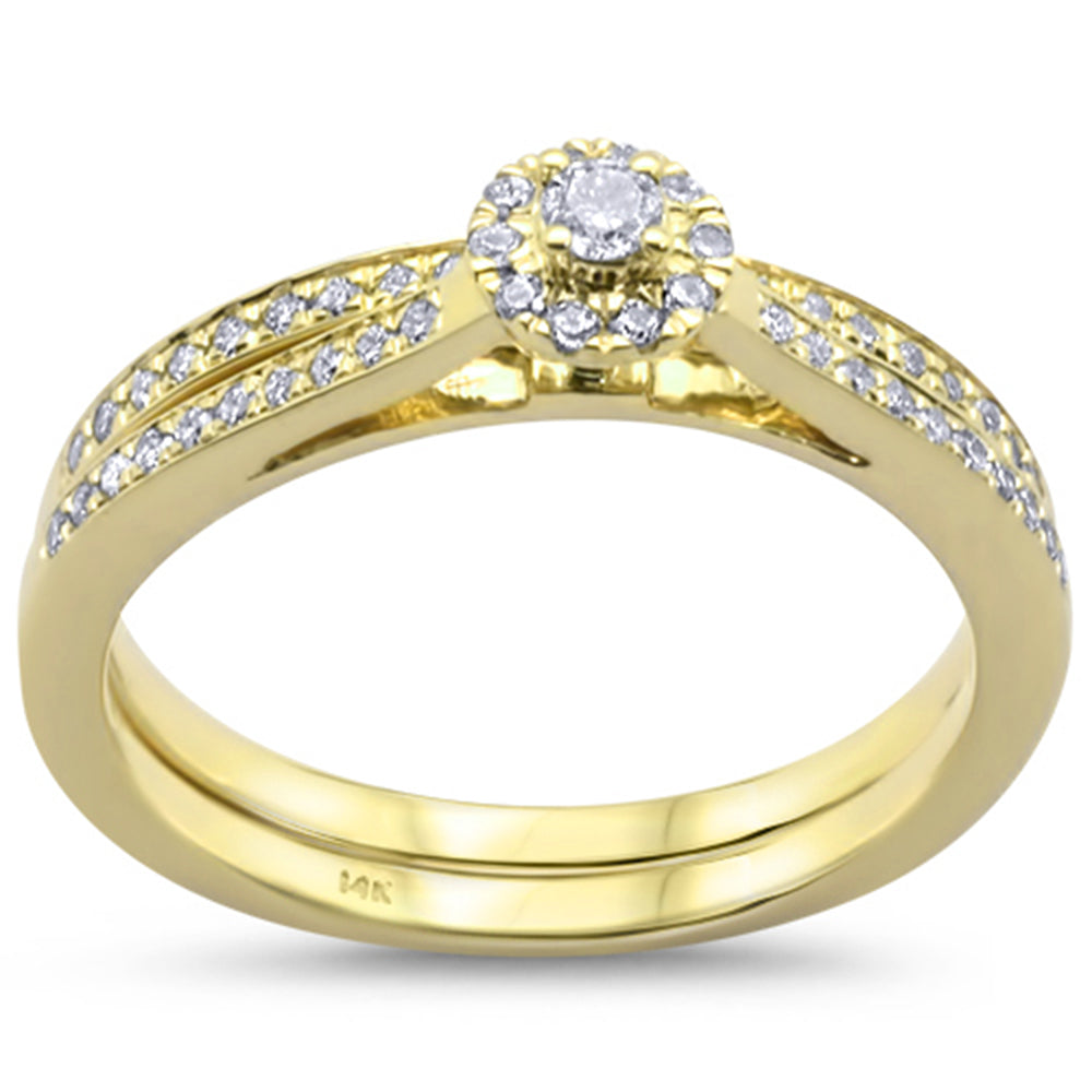 ''SPECIAL! .25cts 14k Yellow Gold Round Diamond Engagement RING Bridal Set Size 6.5''
