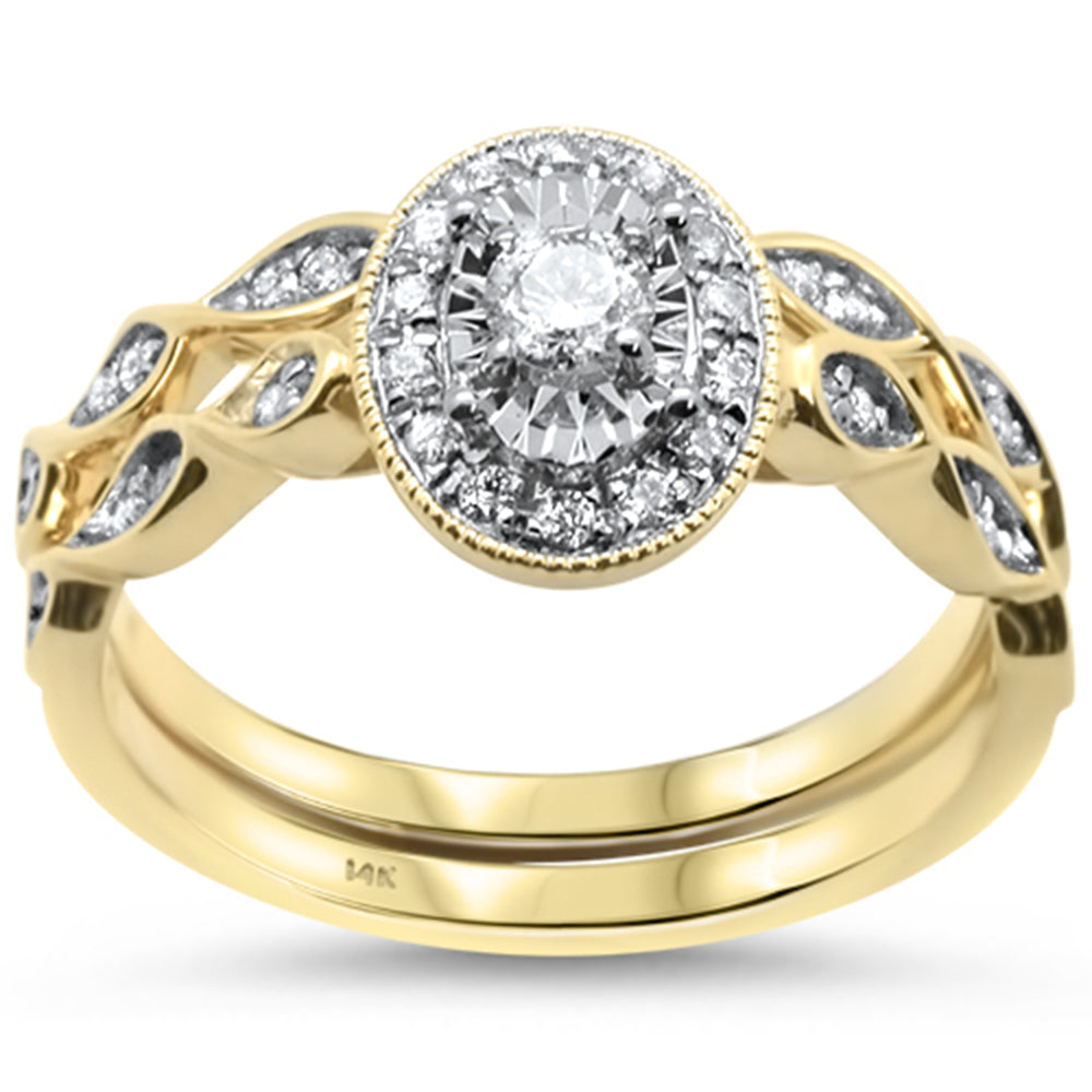 ''SPECIAL!.32ct 14KT Yellow Gold Two Piece Diamond Engagement RING Set Size 6.5''