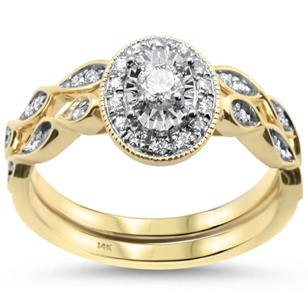 ''SPECIAL!.32ct 14KT Yellow Gold Two Piece DIAMOND Engagement Ring Set Size 6.5''