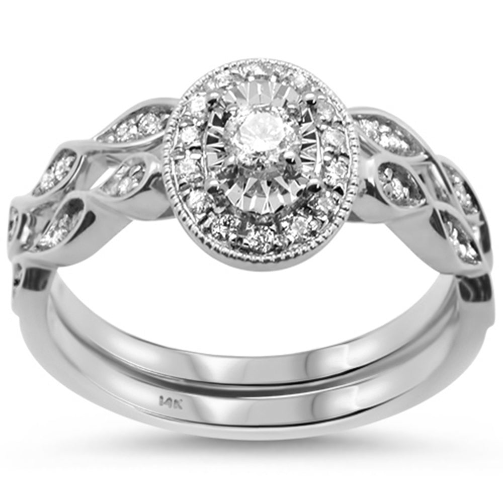 ''SPECIAL!.33cts 14k White GOLD Oval Shape Diamond Engagement Bridal Set 6.5''