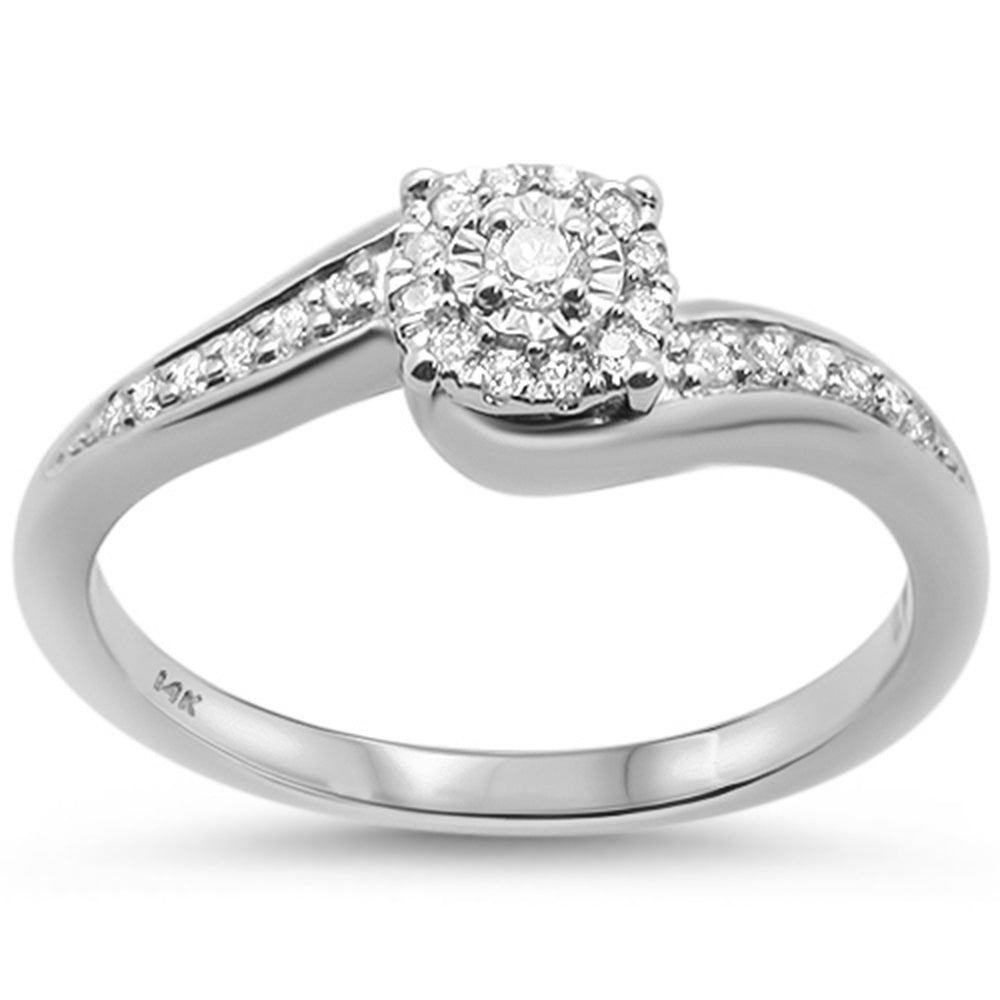 ''SPECIAL! .17cts 14k White gold DIAMOND Solitaire Engagement Promise Ring Size 6.5''