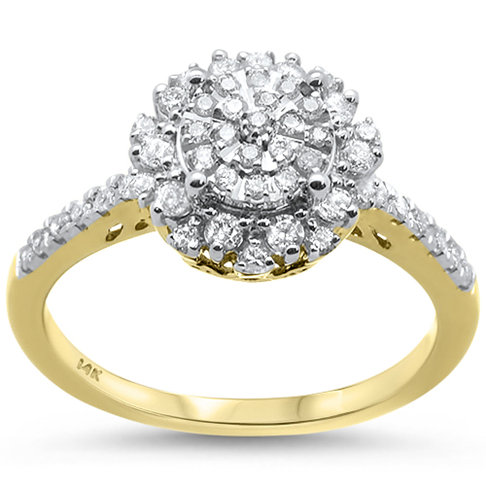 ''SPECIAL!.52ct 14KT Yellow GOLD Round Solitaire Cluster Diamond Ring Size 6.5''