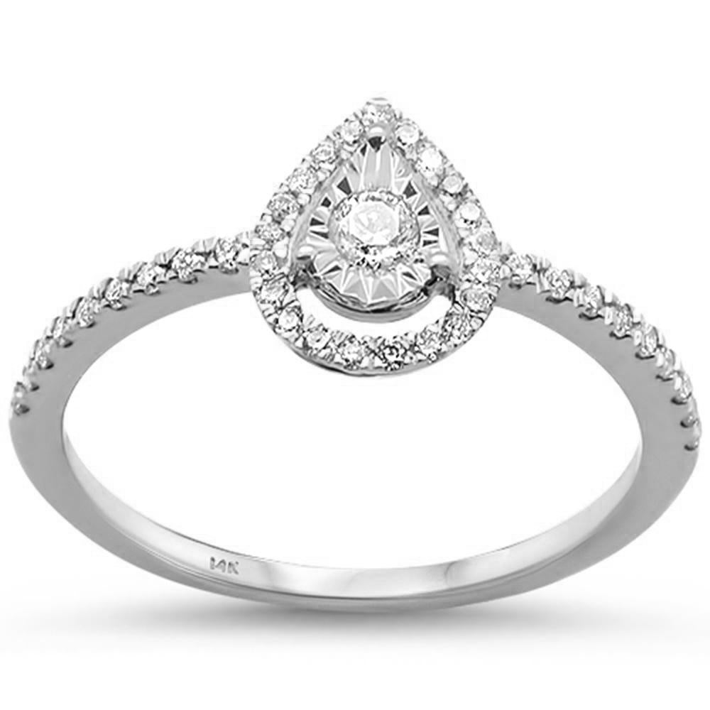 .25ct 14k White Gold Diamond Promise Pear Engagement WEDDING Ring Size 6.5