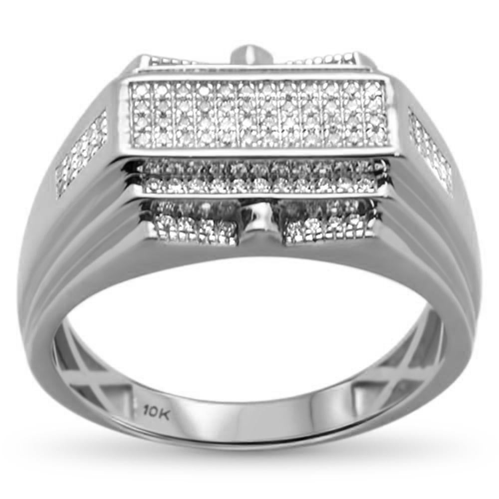 ''SPECIAL!.25ct 10k White Gold Men's Diamond Signet WEDDING Ring Size 10''