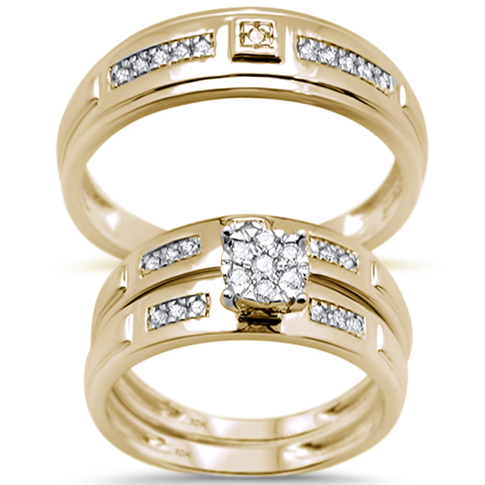 ''SPECIAL! .26cts 10k Yellow Gold DIAMOND Engagement Ring Wedding Band Trio Set''