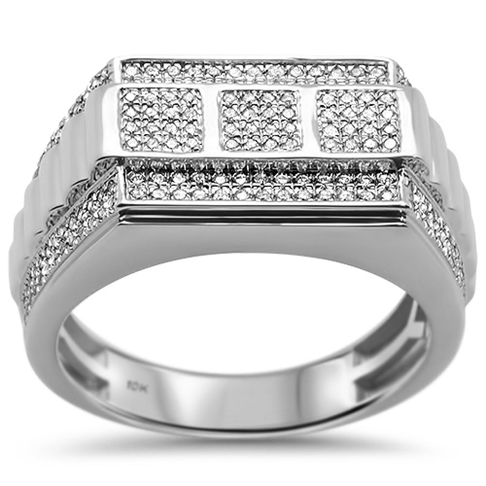 ''SPECIAL!.54ct 10k White Gold Men's Diamond Signet Wedding RING Size 10''