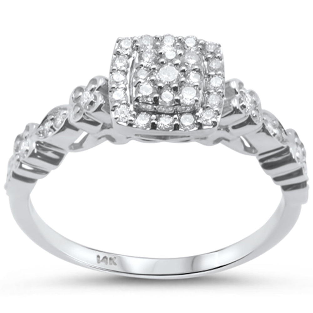 .32cts 14k White GOLD Square Shape Diamond Ring Size 6.5