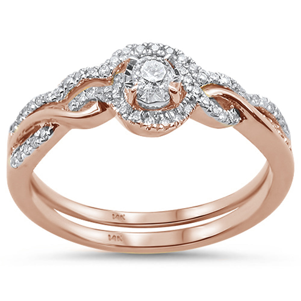 ''SPECIAL! .27cts 14k Rose Gold DIAMOND Solitaire Engagement Ring Bridal Set Size 6.5''