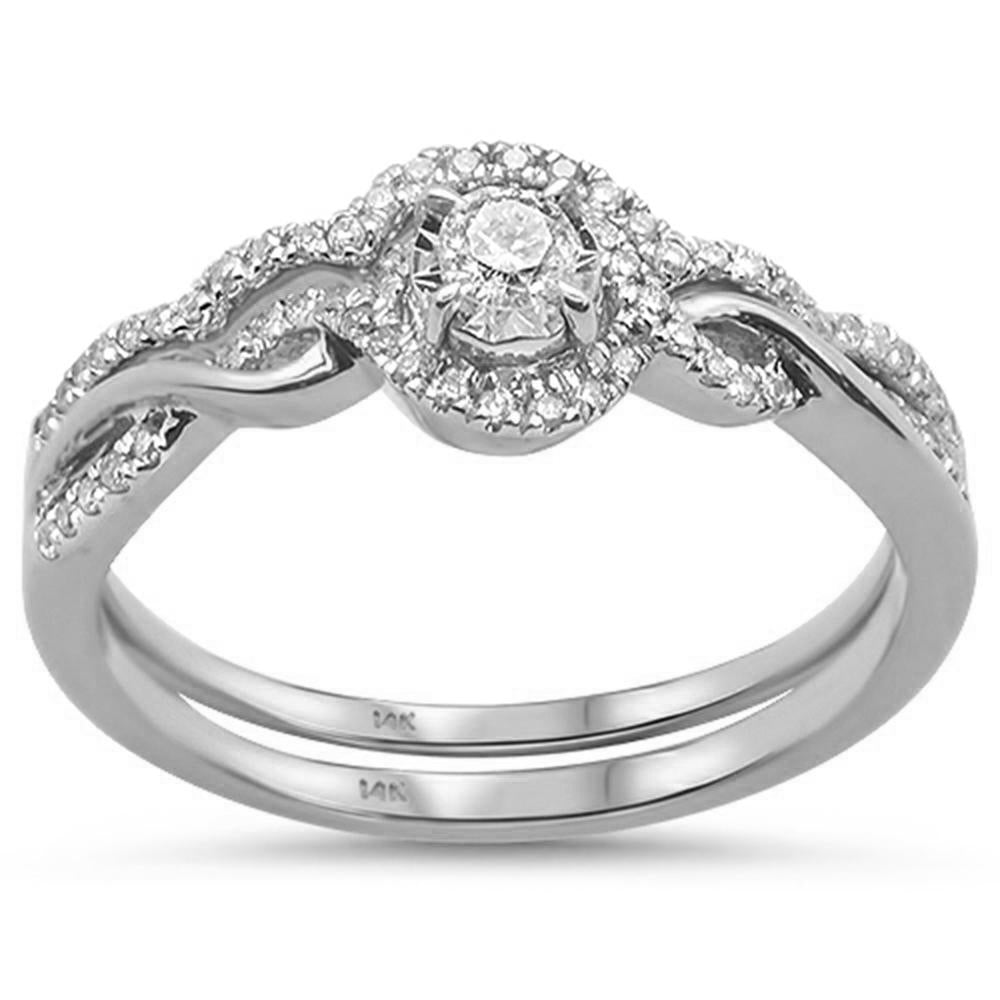 ''SPECIAL! .25cts 14k White Gold DIAMOND Solitaire Engagement Bridal Ring Set''
