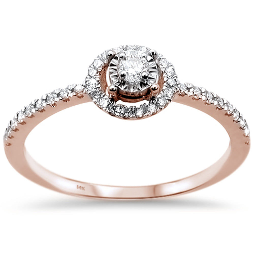 .24ct 14k Rose Gold Diamond Round Promise Engagement WEDDING Ring Size 6.5
