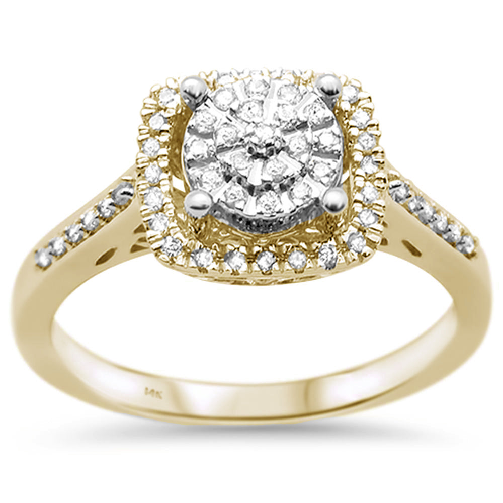 ''SPECIAL! .27ct 14k Yellow Gold Square Shape DIAMOND Engagement Wedding Ring Size 6.5''