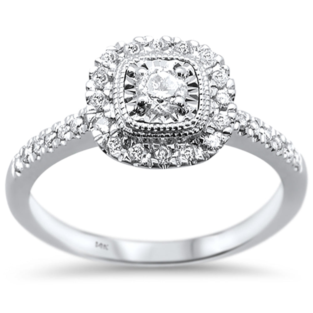.39ct 14k White Gold Square DIAMOND Engagement Wedding Ring Size 6.5