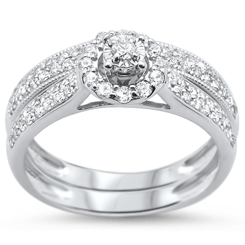 ''SPECIAL!.66ct 14k White Gold Diamond Engagement RING Bridal Set Size 6.5''