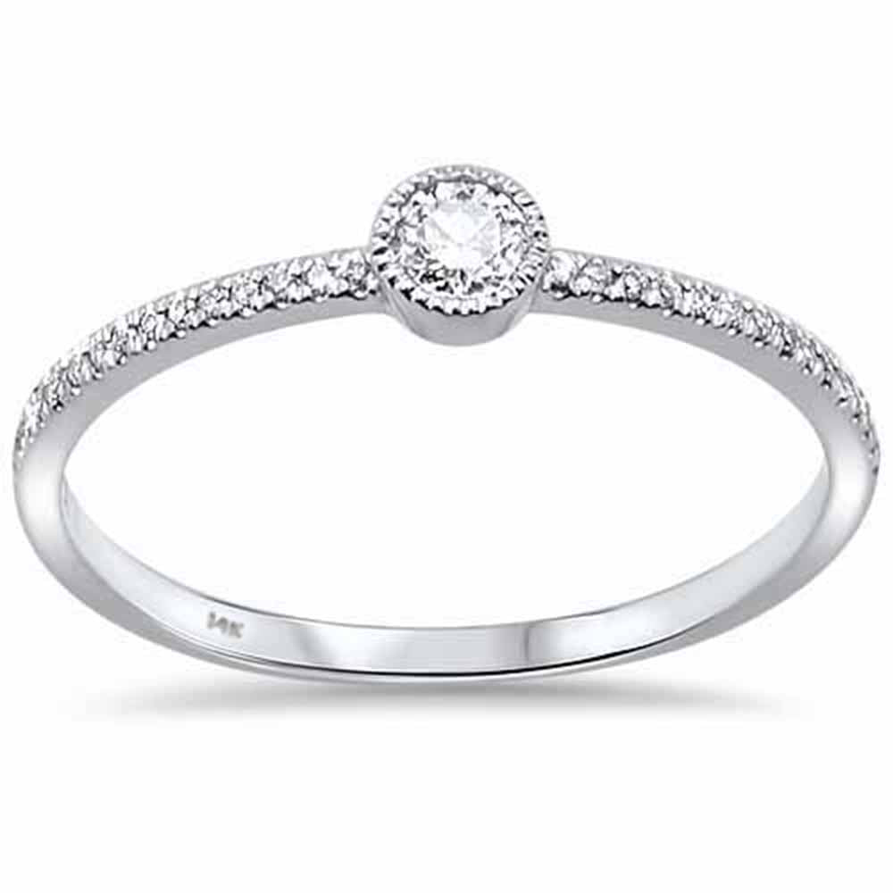 .19ct 14kt White Gold Trendy Diamond Solitaire RING Size 6.5