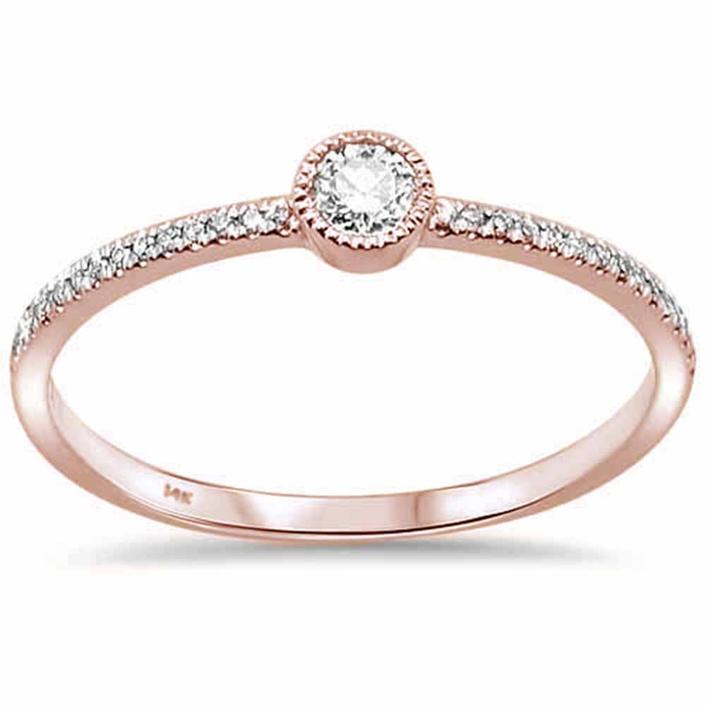 .19ct 14kt Rose GOLD Trendy Diamond Solitaire Ring Size 6.5