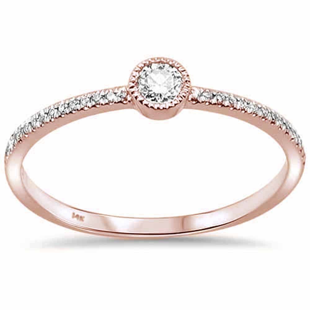 .19ct 14kt Rose Gold Trendy DIAMOND Solitaire Ring Size 6.5