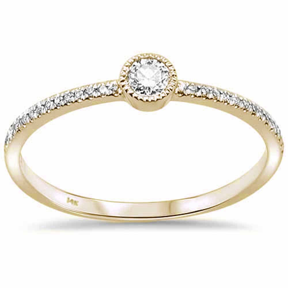 .19ct 14kt Yellow GOLD Trendy Round Diamond Solitaire Ring Size 6.5