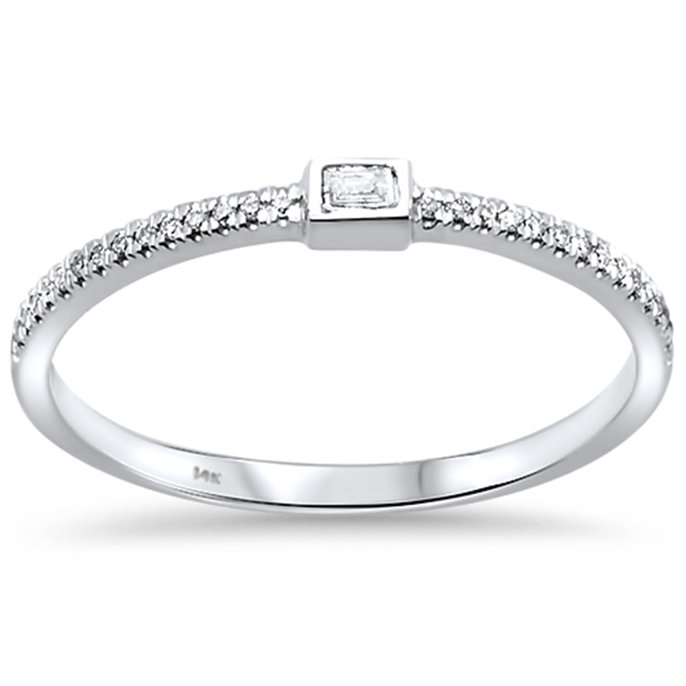 .09ct 14kt White Gold Trendy Bezel Set DIAMOND Ring Size 6.5
