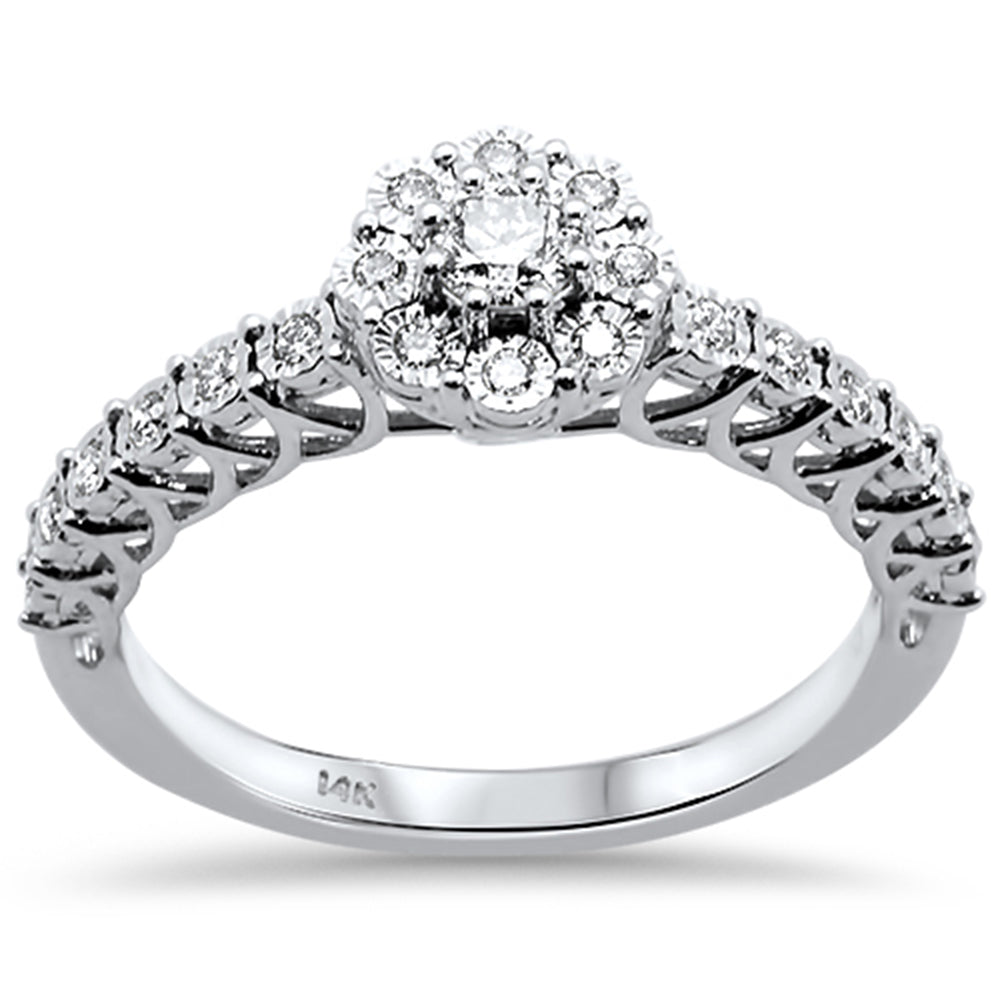 .39ct 14kt White Gold Round DIAMOND Engagement Ring Size 7