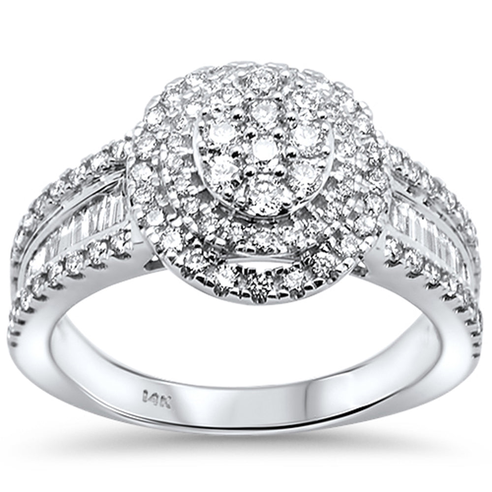 ''SPECIAL! .98ct 14kt White Gold Elegant Round & Baguette Diamond Engagement RING''