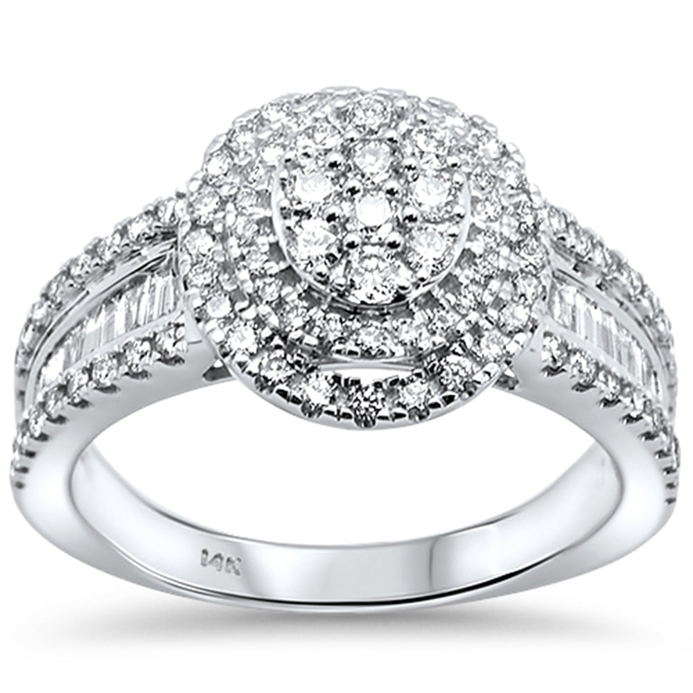 ''SPECIAL! .98ct 14kt White Gold Elegant Round & Baguette DIAMOND Engagement Ring''