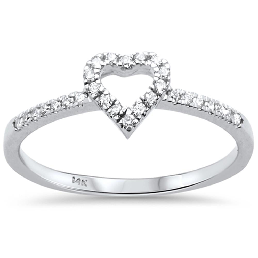 .15ct G SI 14K White Gold Heart Shape DIAMOND Ring Size 6.5