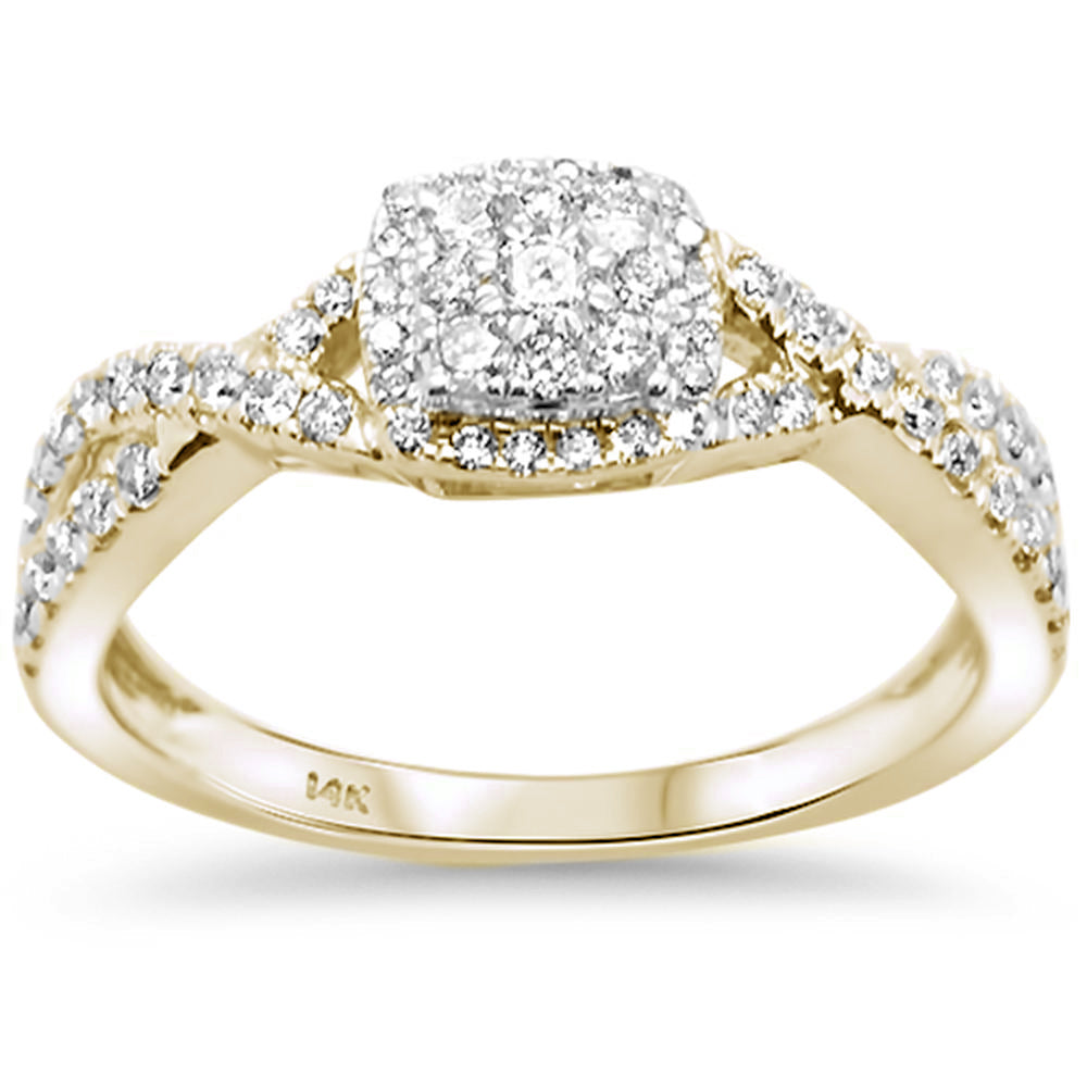 ''SPECIAL! .42ct F SI 14K Yellow Gold Square Shape DIAMOND Engagement Ring Size 6.5''