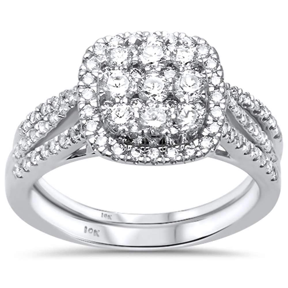 ''SPECIAL!1.02 ct 10kt White GOLD Princess Diamond Engagement Bridal Set Size 6.5''